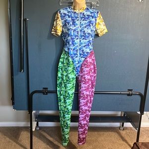NWT SO REAL Colorful camo,bodysuit size Lge